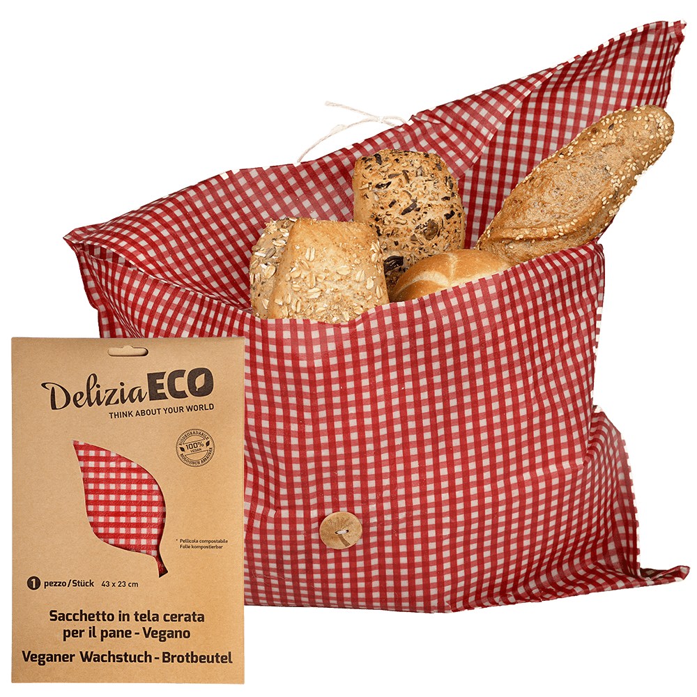DELIZIA-ECO Sacchetto in tela cerata per pane, vegan *43x23cm