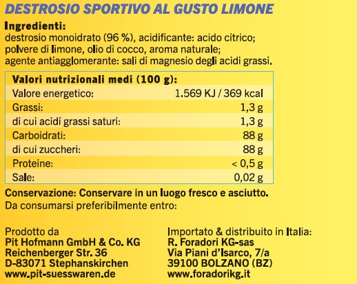 Active Pit destrosio per sportivi LIMONE 200 pezzi